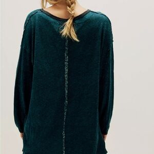 Free People Teal Long Sleeve Top